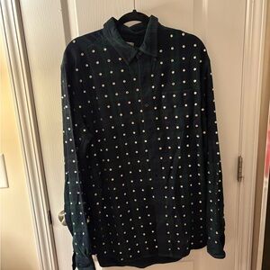 Bedazzled Green and Blue Plaid Shirt